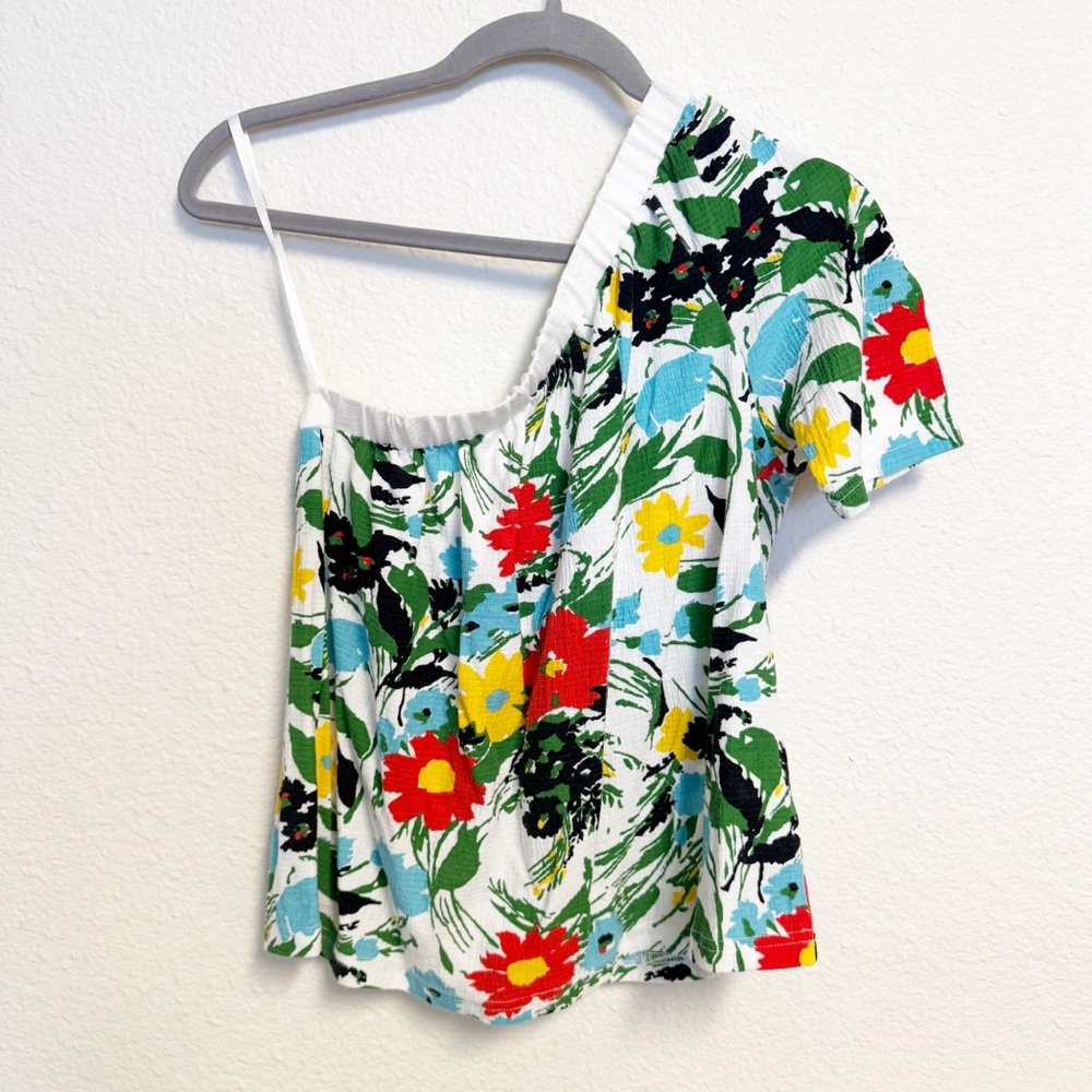 Anthropologie Porridge White Multicolor Larsa Floral One Shoulder Top Size XS - Picture 2 of 5